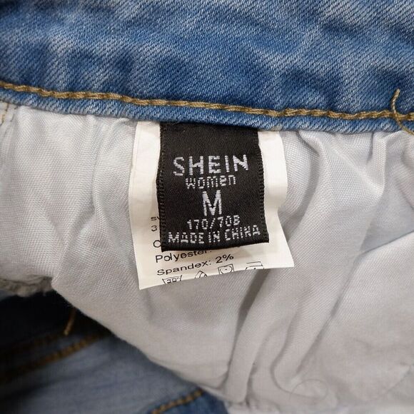 Shein Jeans Womens M Super High Rise Skinny Blue Denim Stretch Measures 28 x 27 - Picture 3 of 10